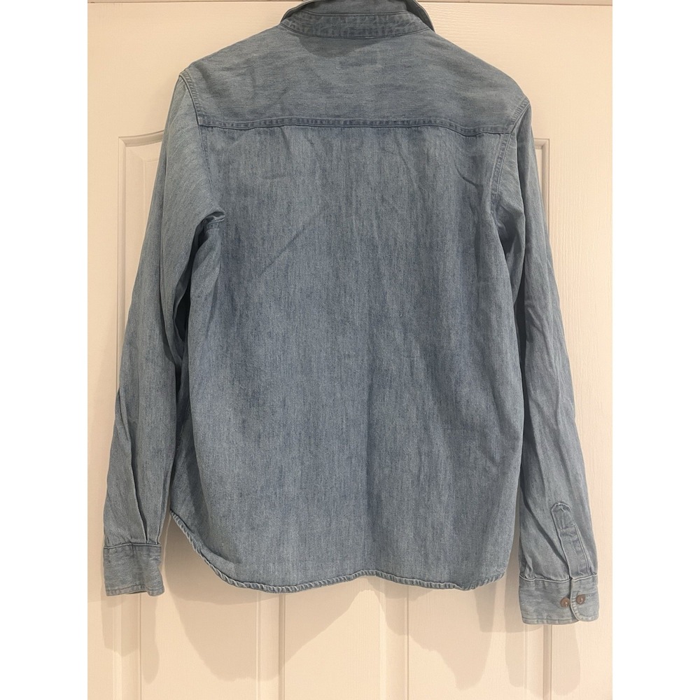 VTG NFL Oakland Raiders Denim Long Sleeve Shirt Women Large Embroidered Logo 90s - Picture 3 of 7